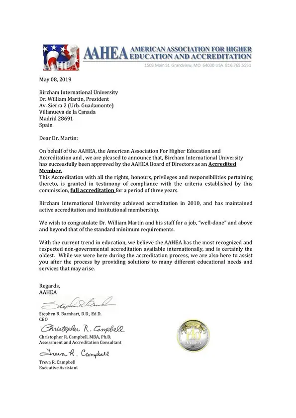 Bircham University AAHEA - American Association for Higher Education and Accreditation Bircham University AAHEA - American Association for Higher Education and Accreditation