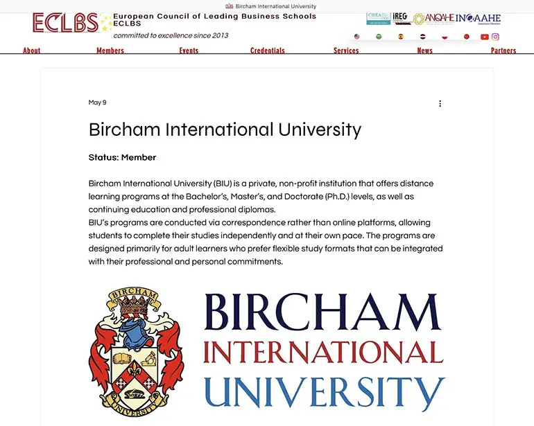 Bircham University ECLBS - European Council of Leading Business Schools Bircham University ECLBS - European Council of Leading Business Schools
